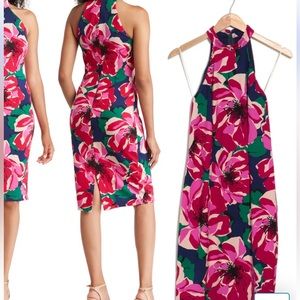 Trina Turk Floral Halter Dress - Pink and Blue